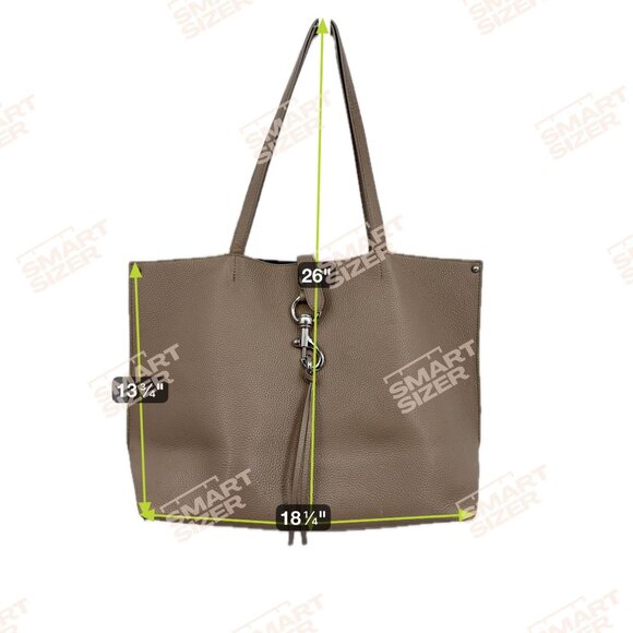 Rebecca Minkoff Megan Tote Bag Shoulder Strap Pebble Leather Rocher Purse Silver - Picture 2 of 8